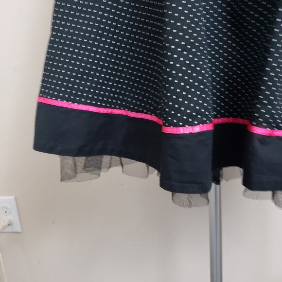 VTG Y2K Rockabilly Pinup Girl Polka Dot Dress Ruby Rox Black Retro Babydoll Sz 7 - Picture 5 of 12